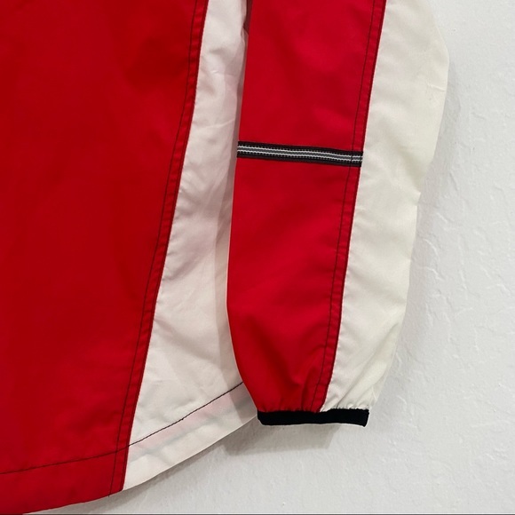 New Balance Women's M Red Colorblock Half Zip Windbreaker Jacket Collared - Picture 9 of 9